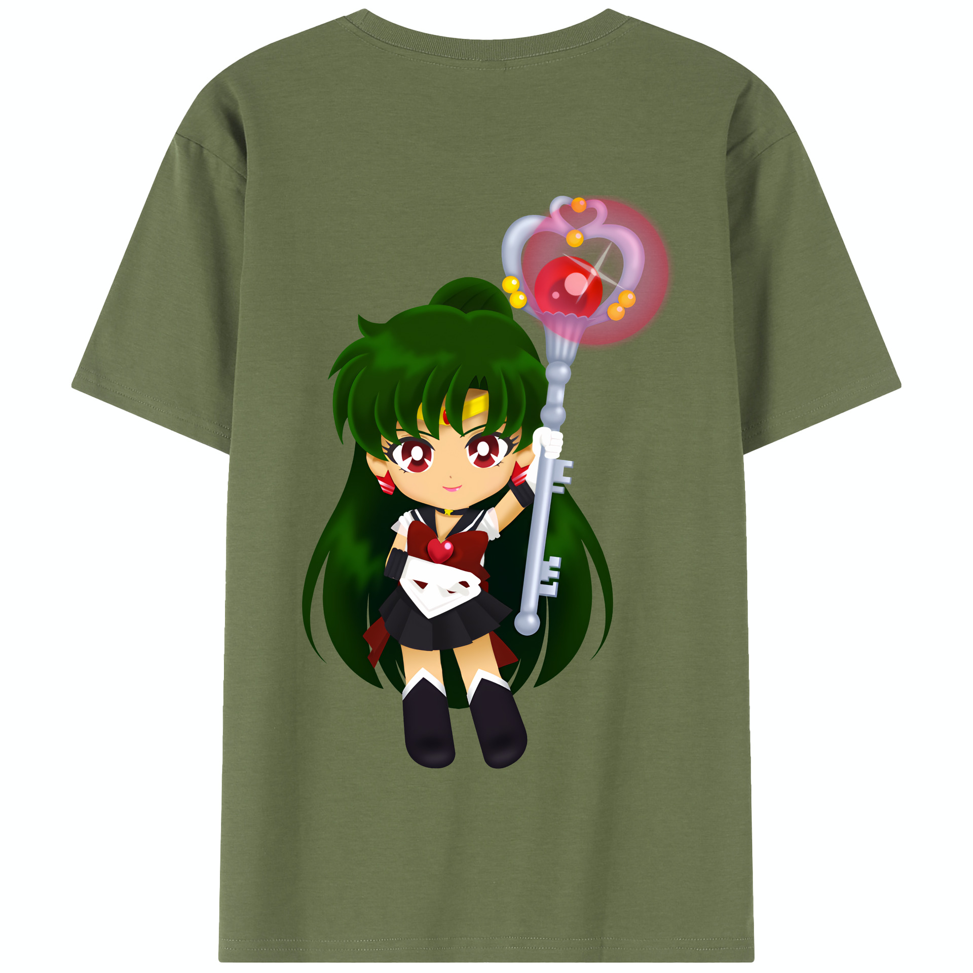 （画像用） 美少女戦士セーラームーン 冥王せつな Sailor Moon Meiou Setsuna 綿100％半袖Tシャツ（背面プリント）